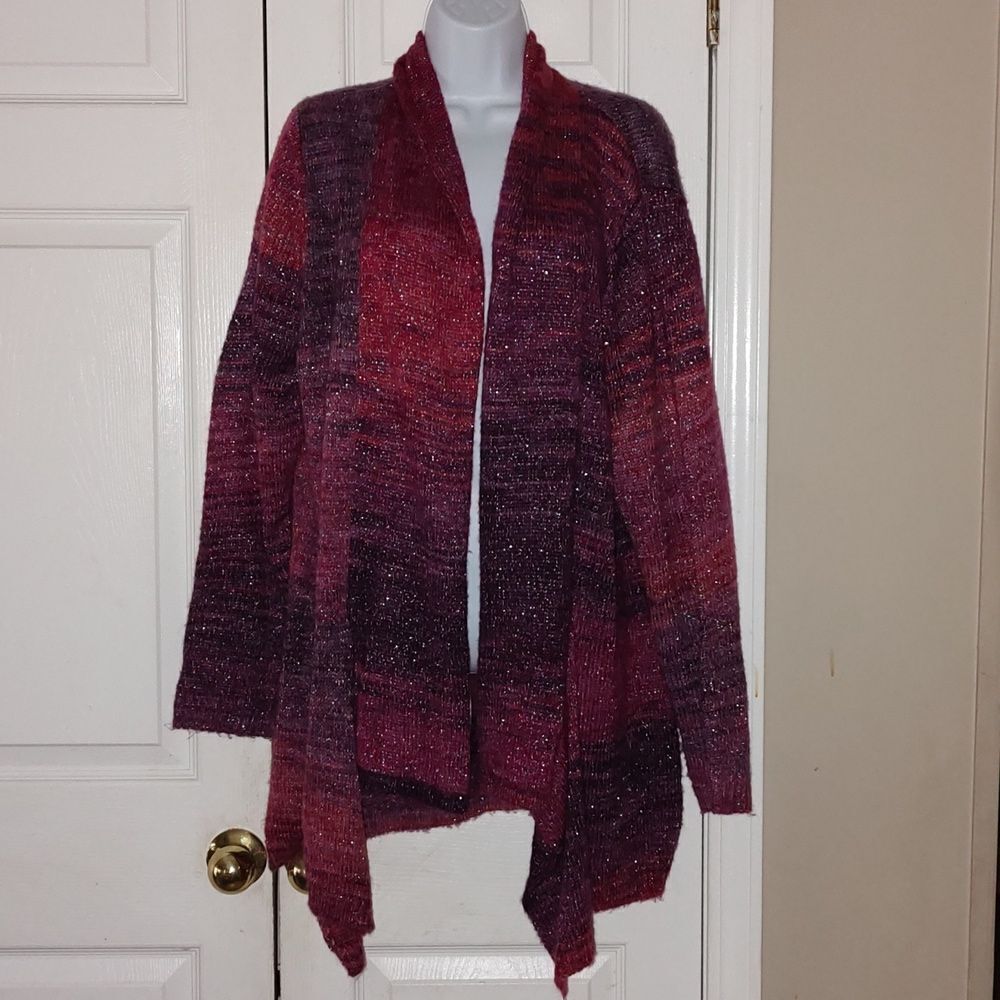 COMO super soft metallic purple maroon ombre open front cardigan Sz 2X NWOT